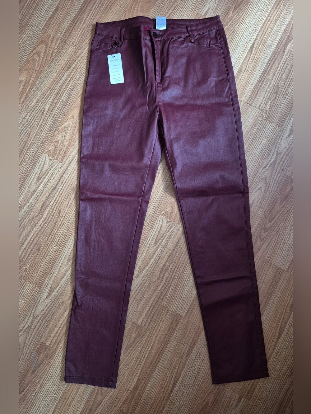 Faux Leather Skinny Pants in Deep Burgundy